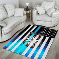 Personalized Blue Flame American Flag Dart Area Rug Patriotic Dartboard Design - Wonder Print Shop