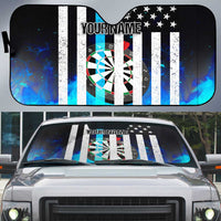 Personalized Blue Flame American Flag Dart Auto Sun Shade Patriotic Dartboard Design - Wonder Print Shop
