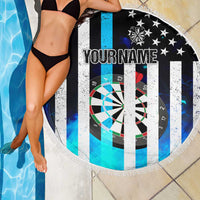 Personalized Blue Flame American Flag Dart Beach Blanket Patriotic Dartboard Design - Wonder Print Shop