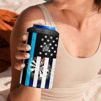 Personalized Blue Flame American Flag Dart 4 in 1 Can Cooler Tumbler Patriotic Dartboard Design - Wonder Print Shop