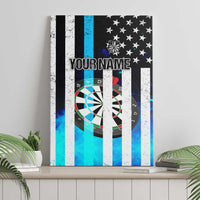 Personalized Blue Flame American Flag Dart Canvas Wall Art Patriotic Dartboard Design - Wonder Print Shop