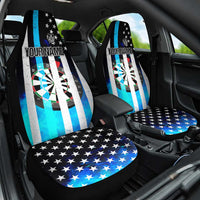 Personalized Blue Flame American Flag Dart Car Seat Cover Patriotic Dartboard Design - Wonder Print Shop