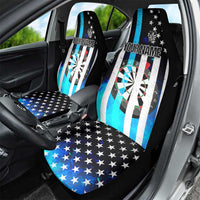 Personalized Blue Flame American Flag Dart Car Seat Cover Patriotic Dartboard Design - Wonder Print Shop