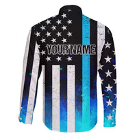 Personalized Blue Flame American Flag Dart Family Matching Puletasi and Hawaiian Shirt Patriotic Dartboard Design - Wonder Print Shop