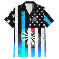 Personalized Blue Flame American Flag Dart Hawaiian Shirt Patriotic Dartboard Design - Wonder Print Shop