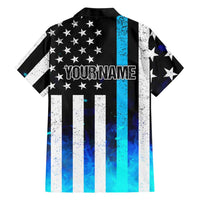 Personalized Blue Flame American Flag Dart Hawaiian Shirt Patriotic Dartboard Design - Wonder Print Shop