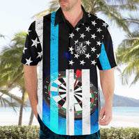 Personalized Blue Flame American Flag Dart Hawaiian Shirt Patriotic Dartboard Design - Wonder Print Shop