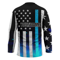 Personalized Blue Flame American Flag Dart Hockey Jersey Patriotic Dartboard Design - Wonder Print Shop