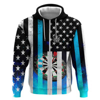 Personalized Blue Flame American Flag Dart Hoodie Patriotic Dartboard Design - Wonder Print Shop