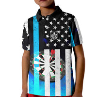 Personalized Blue Flame American Flag Dart Kid Polo Shirt Patriotic Dartboard Design - Wonder Print Shop