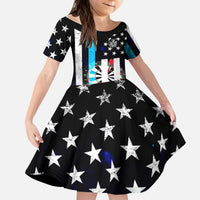 Personalized Blue Flame American Flag Dart Kid Short Sleeve Dress Patriotic Dartboard Design - Wonder Print Shop