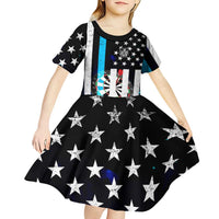Personalized Blue Flame American Flag Dart Kid Short Sleeve Dress Patriotic Dartboard Design - Wonder Print Shop