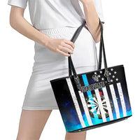Personalized Blue Flame American Flag Dart Leather Tote Bag Patriotic Dartboard Design - Wonder Print Shop