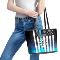 Personalized Blue Flame American Flag Dart Leather Tote Bag Patriotic Dartboard Design - Wonder Print Shop