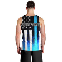 Personalized Blue Flame American Flag Dart Men Tank Top Patriotic Dartboard Design - Wonder Print Shop