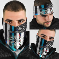 Personalized Blue Flame American Flag Dart Neck Gaiter Patriotic Dartboard Design - Wonder Print Shop
