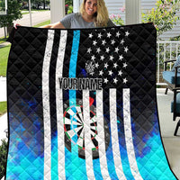 Personalized Blue Flame American Flag Dart Quilt Patriotic Dartboard Design - Wonder Print Shop