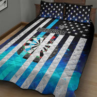 Personalized Blue Flame American Flag Dart Quilt Bed Set Patriotic Dartboard Design - Wonder Print Shop
