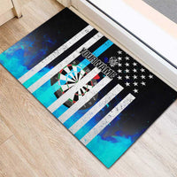 Personalized Blue Flame American Flag Dart Rubber Doormat Patriotic Dartboard Design - Wonder Print Shop