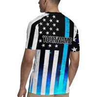 Personalized Blue Flame American Flag Dart Rugby Jersey Patriotic Dartboard Design - Wonder Print Shop