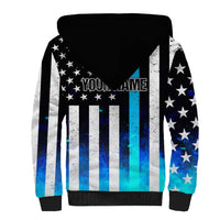 Personalized Blue Flame American Flag Dart Sherpa Hoodie Patriotic Dartboard Design - Wonder Print Shop