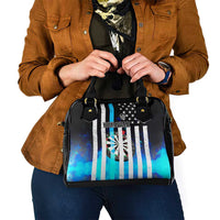 Personalized Blue Flame American Flag Dart Shoulder Handbag Patriotic Dartboard Design - Wonder Print Shop