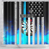 Personalized Blue Flame American Flag Dart Shower Curtain Patriotic Dartboard Design - Wonder Print Shop