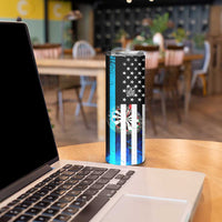 Personalized Blue Flame American Flag Dart Skinny Tumbler Patriotic Dartboard Design - Wonder Print Shop