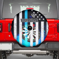 Personalized Blue Flame American Flag Dart Spare Tire Cover Patriotic Dartboard Design - Wonder Print Shop