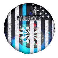 Personalized Blue Flame American Flag Dart Spare Tire Cover Patriotic Dartboard Design - Wonder Print Shop