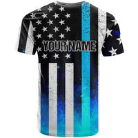 Personalized Blue Flame American Flag Dart T Shirt Patriotic Dartboard Design - Wonder Print Shop