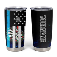 Personalized Blue Flame American Flag Dart Tumbler Cup Patriotic Dartboard Design - Wonder Print Shop