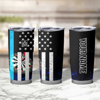 Personalized Blue Flame American Flag Dart Tumbler Cup Patriotic Dartboard Design - Wonder Print Shop