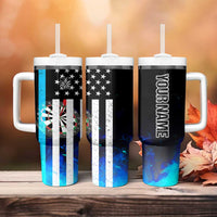 Personalized Blue Flame American Flag Dart Tumbler With Handle Patriotic Dartboard Design - Wonder Print Shop