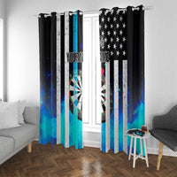 Personalized Blue Flame American Flag Dart Window Curtain Patriotic Dartboard Design - Wonder Print Shop