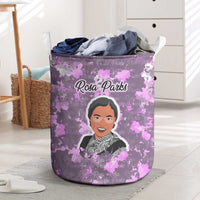 Rosa Parks Laundry Basket Purple Floral Pattern Civil Rights Tribute Bold Name Repeated Text Design - Wonder Print Shop