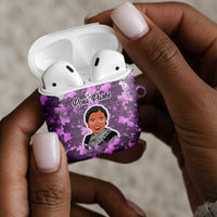 Rosa Parks AirPods Case Purple Floral Pattern Civil Rights Tribute Bold Name Repeated Text Design - Wonder Print Shop