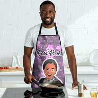 Rosa Parks Apron Purple Floral Pattern Civil Rights Tribute Bold Name Repeated Text Design - Wonder Print Shop