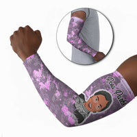 Rosa Parks Arm Sleeves Purple Floral Pattern Civil Rights Tribute Bold Name Repeated Text Design - Wonder Print Shop