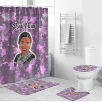 Rosa Parks Bathroom Set Purple Floral Pattern Civil Rights Tribute Bold Name Repeated Text Design - Wonder Print Shop