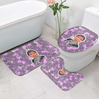 Rosa Parks Bathroom Set Purple Floral Pattern Civil Rights Tribute Bold Name Repeated Text Design - Wonder Print Shop