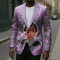 Rosa Parks Blazer Purple Floral Pattern Civil Rights Tribute Bold Name Repeated Text Design - Wonder Print Shop