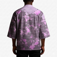 Rosa Parks Kimono Purple Floral Pattern Civil Rights Tribute Bold Name Repeated Text Design - Wonder Print Shop
