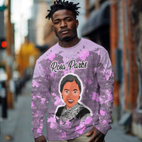 Rosa Parks Long Sleeve Shirt Purple Floral Pattern Civil Rights Tribute Bold Name Repeated Text Design - Wonder Print Shop