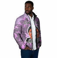 Rosa Parks Padded Jacket Purple Floral Pattern Civil Rights Tribute Bold Name Repeated Text Design - Wonder Print Shop