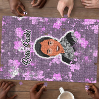 Rosa Parks Puzzle Purple Floral Pattern Civil Rights Tribute Bold Name Repeated Text Design - Wonder Print Shop