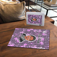 Rosa Parks Puzzle Purple Floral Pattern Civil Rights Tribute Bold Name Repeated Text Design - Wonder Print Shop