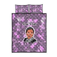 Rosa Parks Quilt Bed Set Purple Floral Pattern Civil Rights Tribute Bold Name Repeated Text Design - Wonder Print Shop