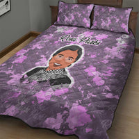Rosa Parks Quilt Bed Set Purple Floral Pattern Civil Rights Tribute Bold Name Repeated Text Design - Wonder Print Shop