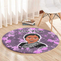 Rosa Parks Round Carpet Purple Floral Pattern Civil Rights Tribute Bold Name Repeated Text Design - Wonder Print Shop